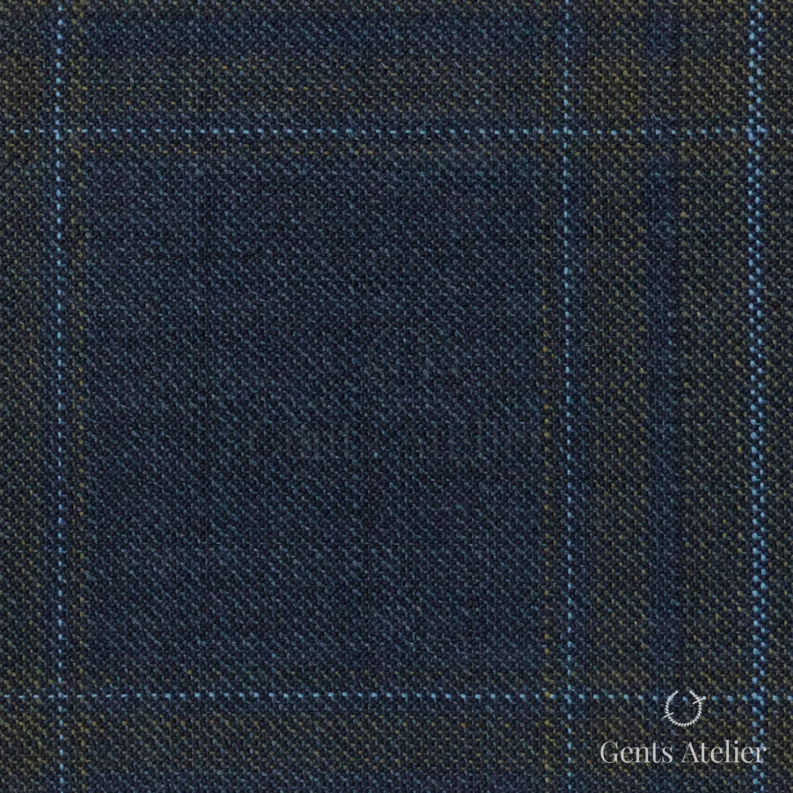 Костюмная ткань Marzoni 600 - 713 / 1000 — Зелёный / Синий, оконная клетка, 100% шерсть