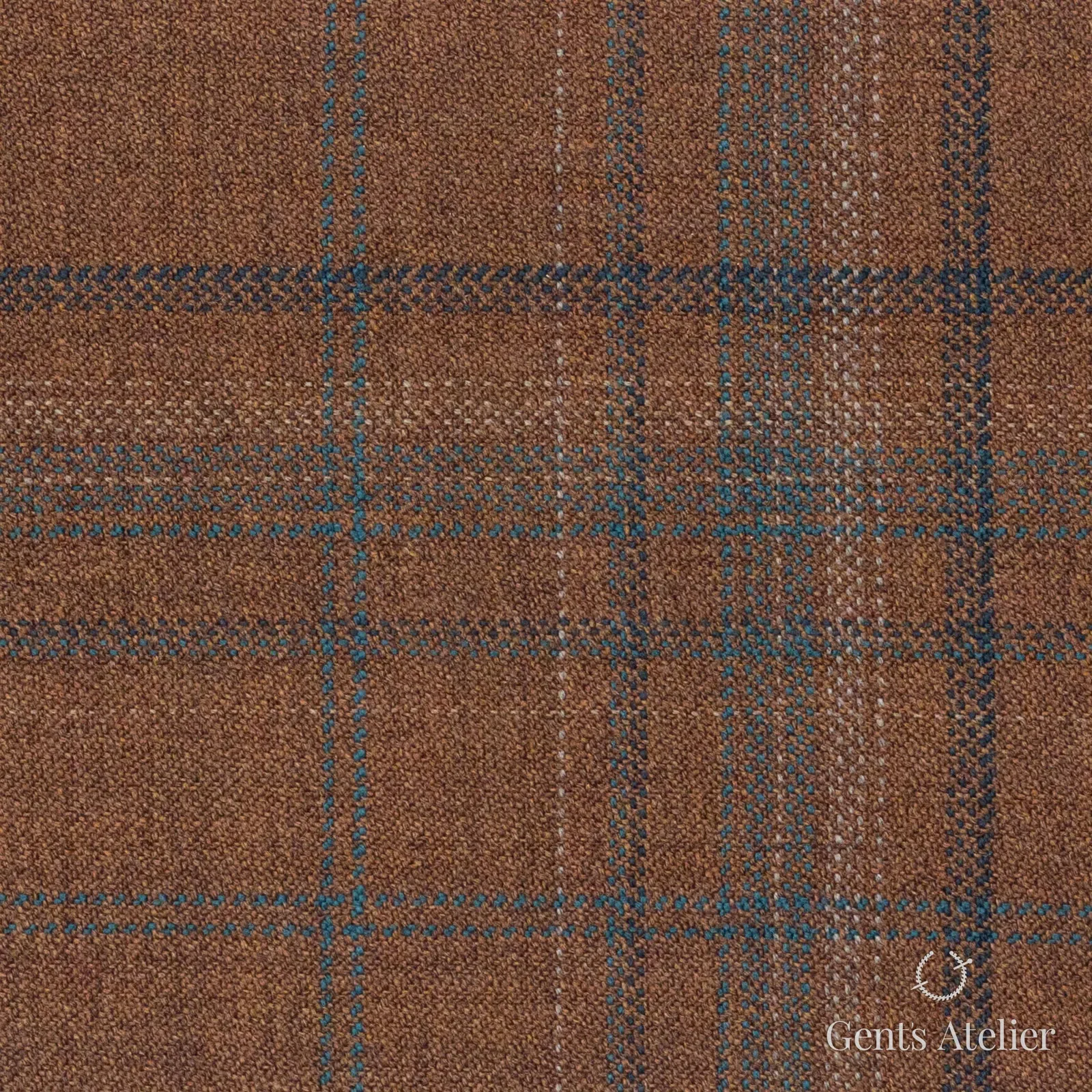 Костюмная ткань Marzoni 600 - 715 / 1000 — Tan / Зелёный, оконная клетка, 100% шерсть
