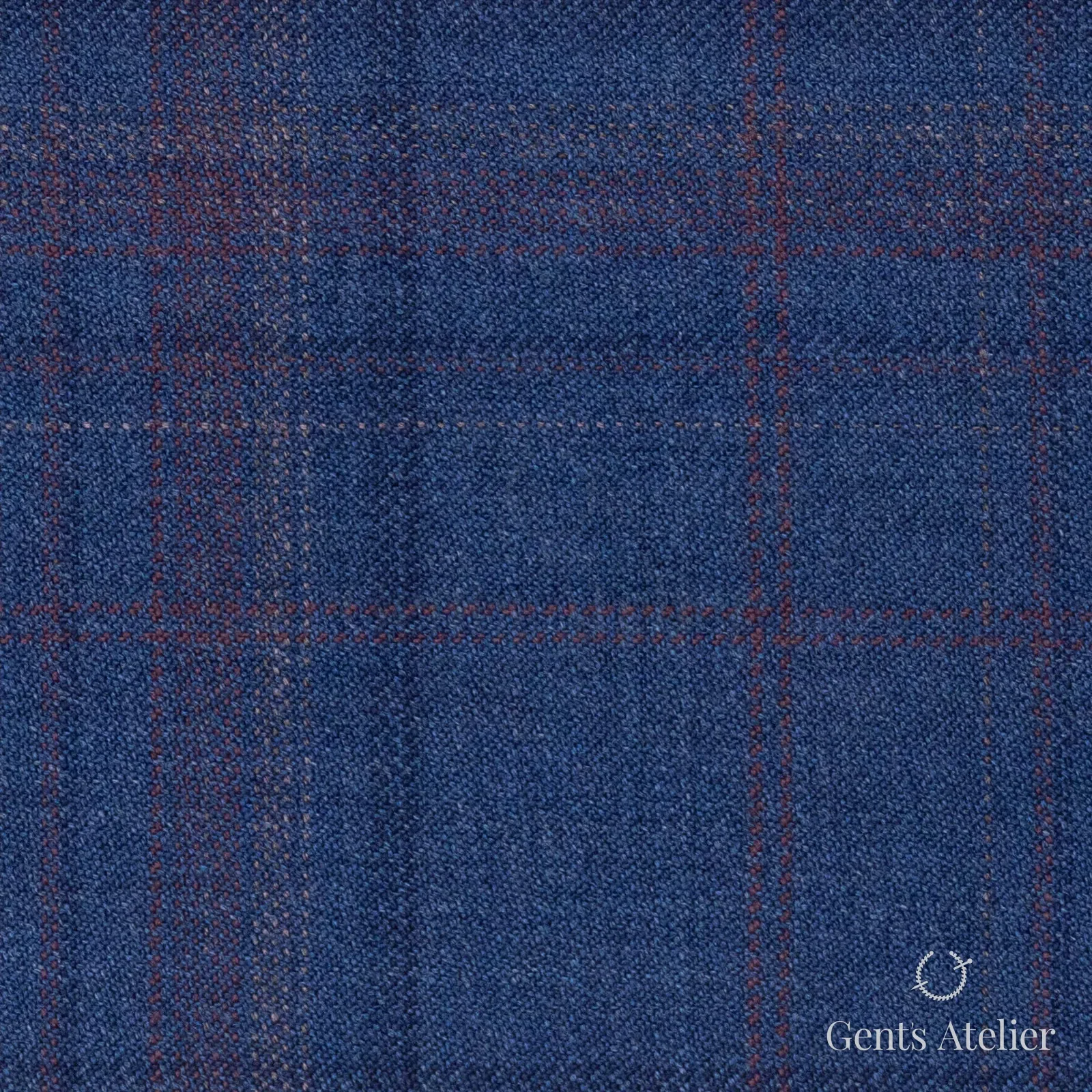 Костюмная ткань Marzoni 600 - 718 / 1000 — Голубой / Burgandy, оконная клетка, 100% шерсть