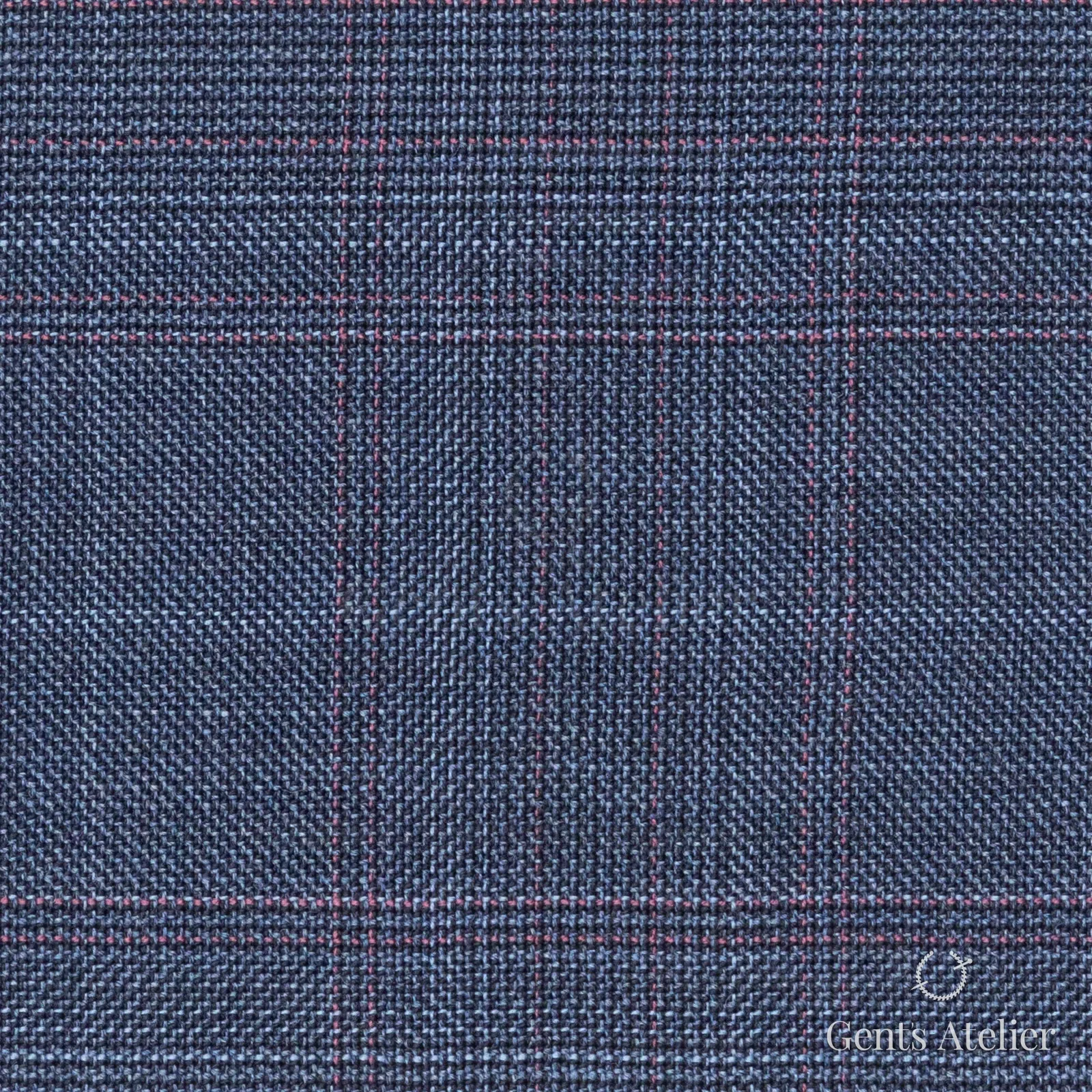 Костюмная ткань Marzoni 609 - 878 / 1000 — Синий / Pink, оконная клетка, 100% шерсть