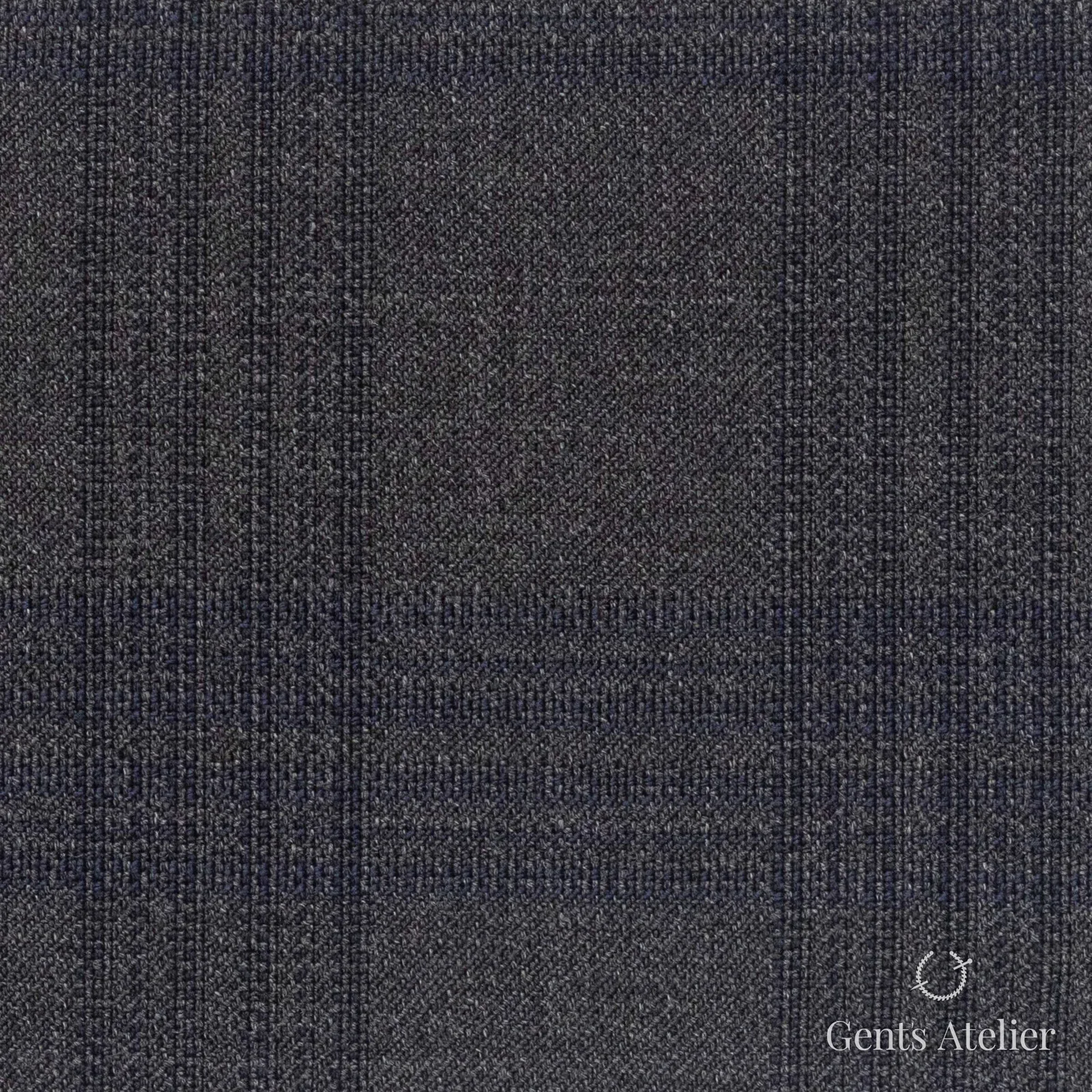Костюмная ткань Marzoni 609 - 879 / 1000 — Антрацит / Синий, оконная клетка, 100% шерсть