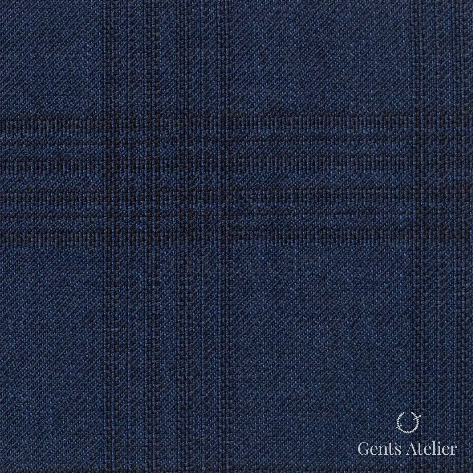 Костюмная ткань Marzoni 609 - 880 / 1000 — Синий / Чёрный, оконная клетка, 100% шерсть