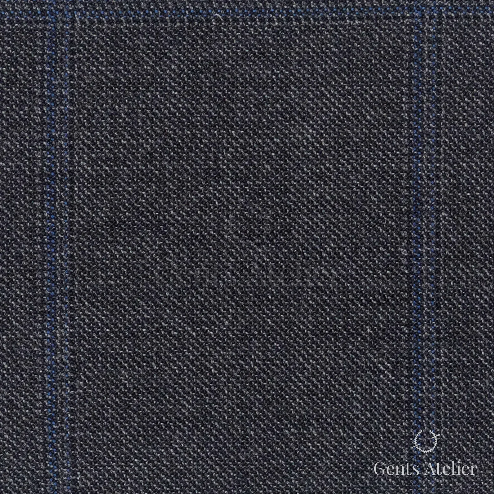 Костюмная ткань Marzoni 621 - 067 / 900 — Антрацит / Синий, оконная клетка, 100% шерсть