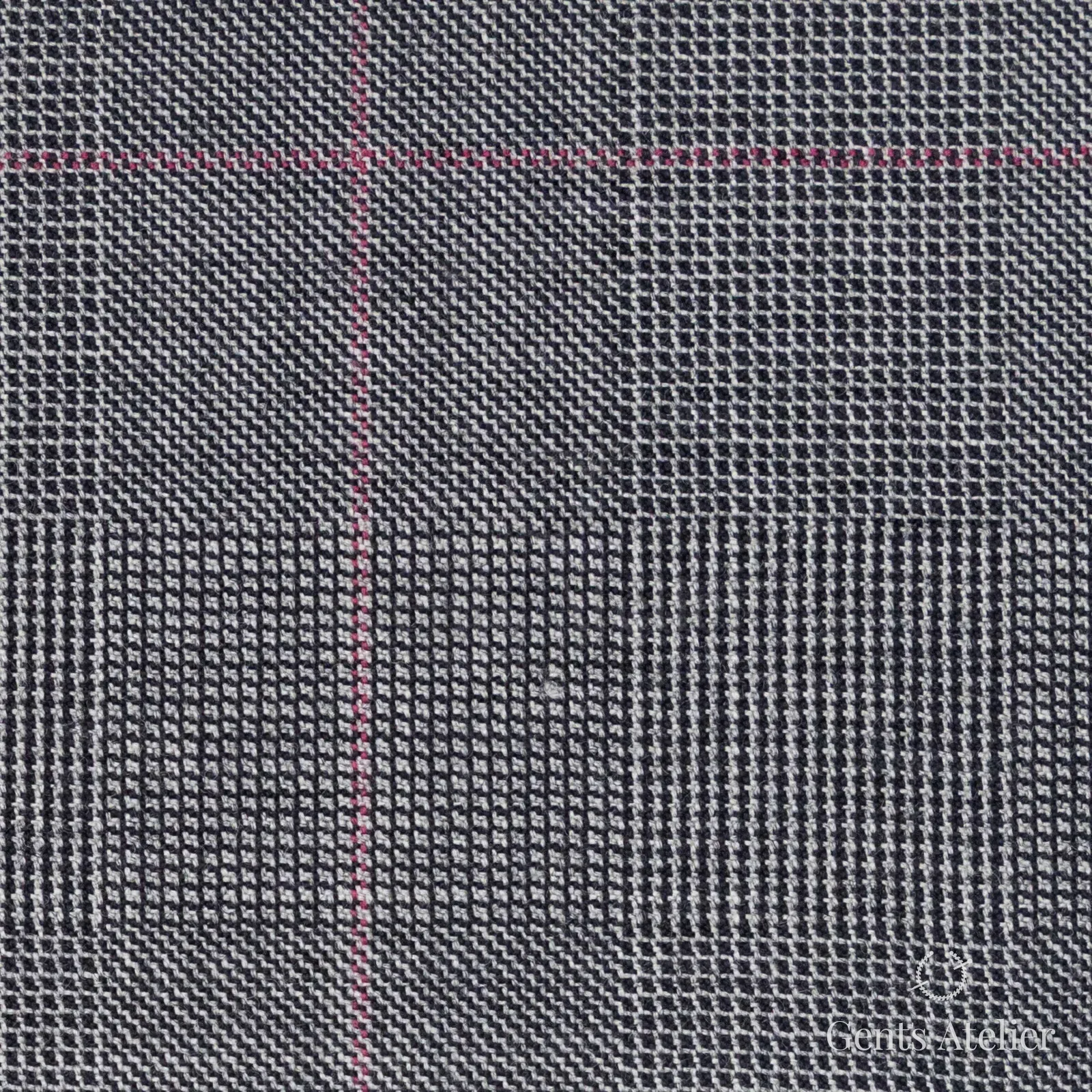 Костюмная ткань Marzoni 621 - 154 / 900 — Серый / Pink, оконная клетка, 100% шерсть