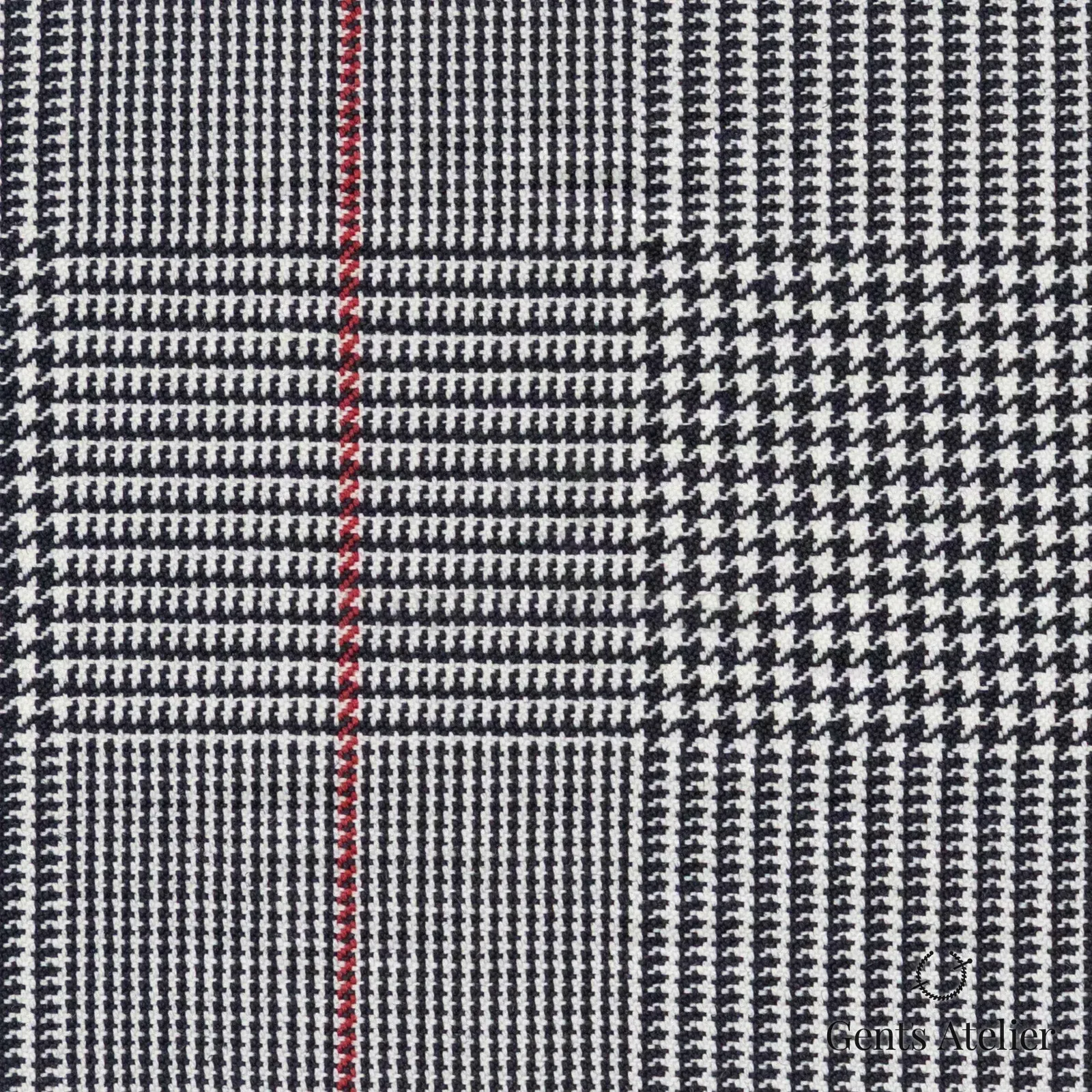 Костюмная ткань Marzoni 621 - 161 / 900 — Серый / Красный, оконная клетка, 100% шерсть