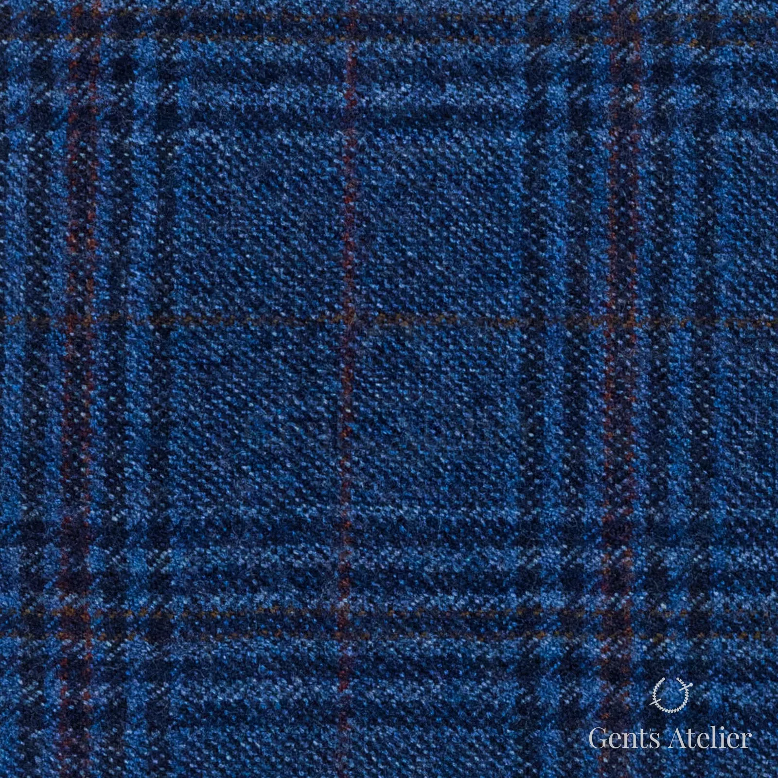 Костюмная ткань Marzoni 641 - 168 / 900 — Синий / Красный, оконная клетка, 100% шерсть