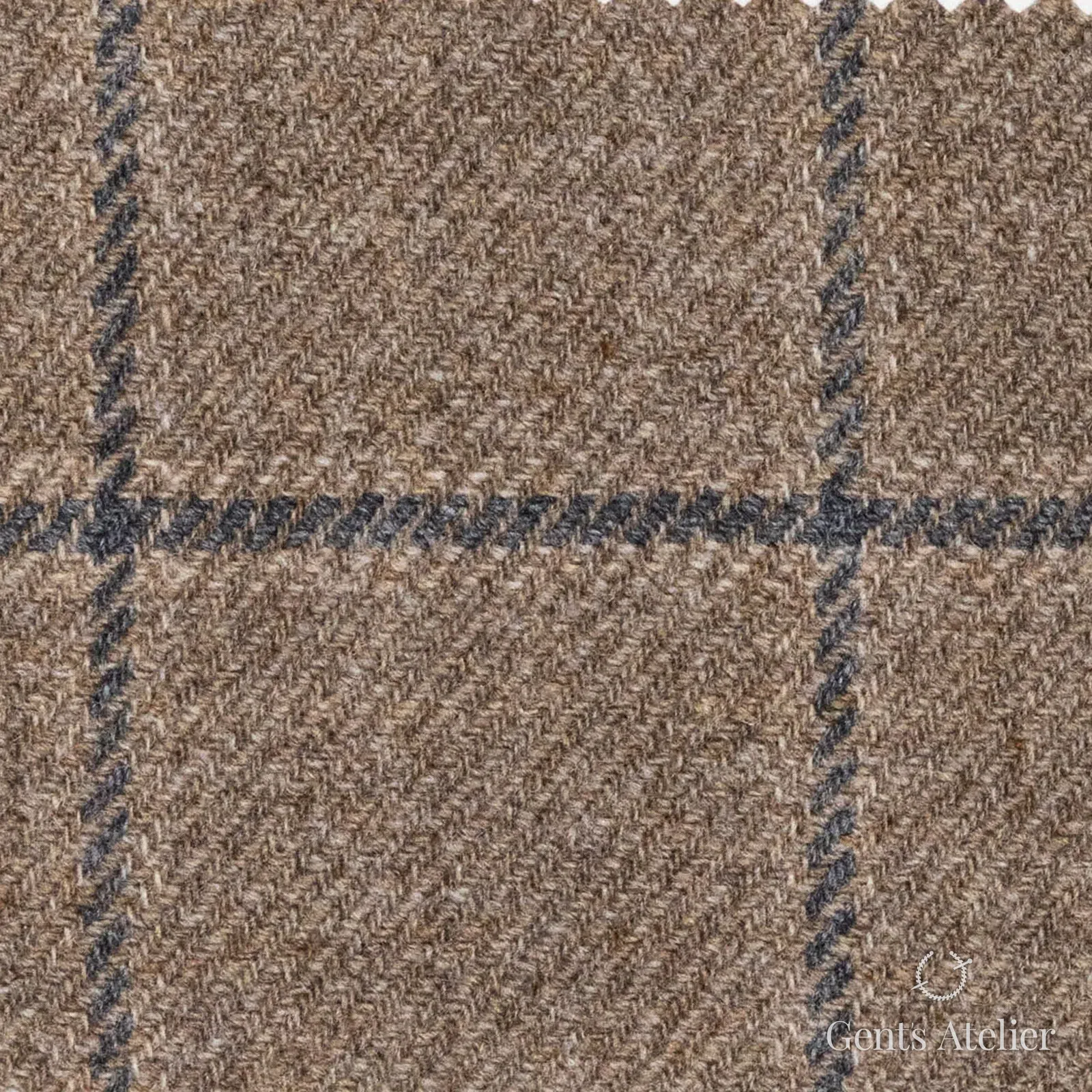 Костюмная ткань Marzoni 651 - 602 / 1200 — Бежевый / Серый, оконная клетка, 90% шерсть, 10% кашемир