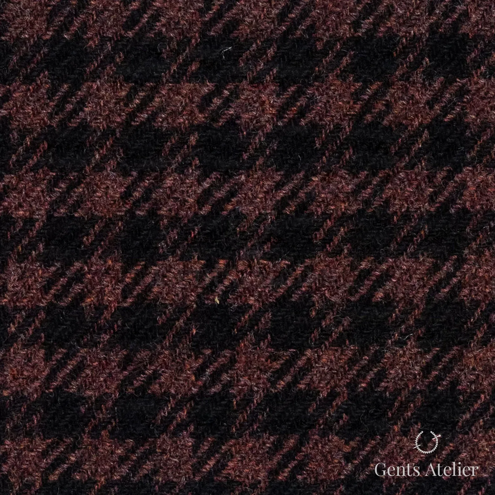 Костюмная ткань Marzoni 651 - 605 / 1200 — Бордовый / Чёрный, клетка, 90% шерсть, 10% кашемир