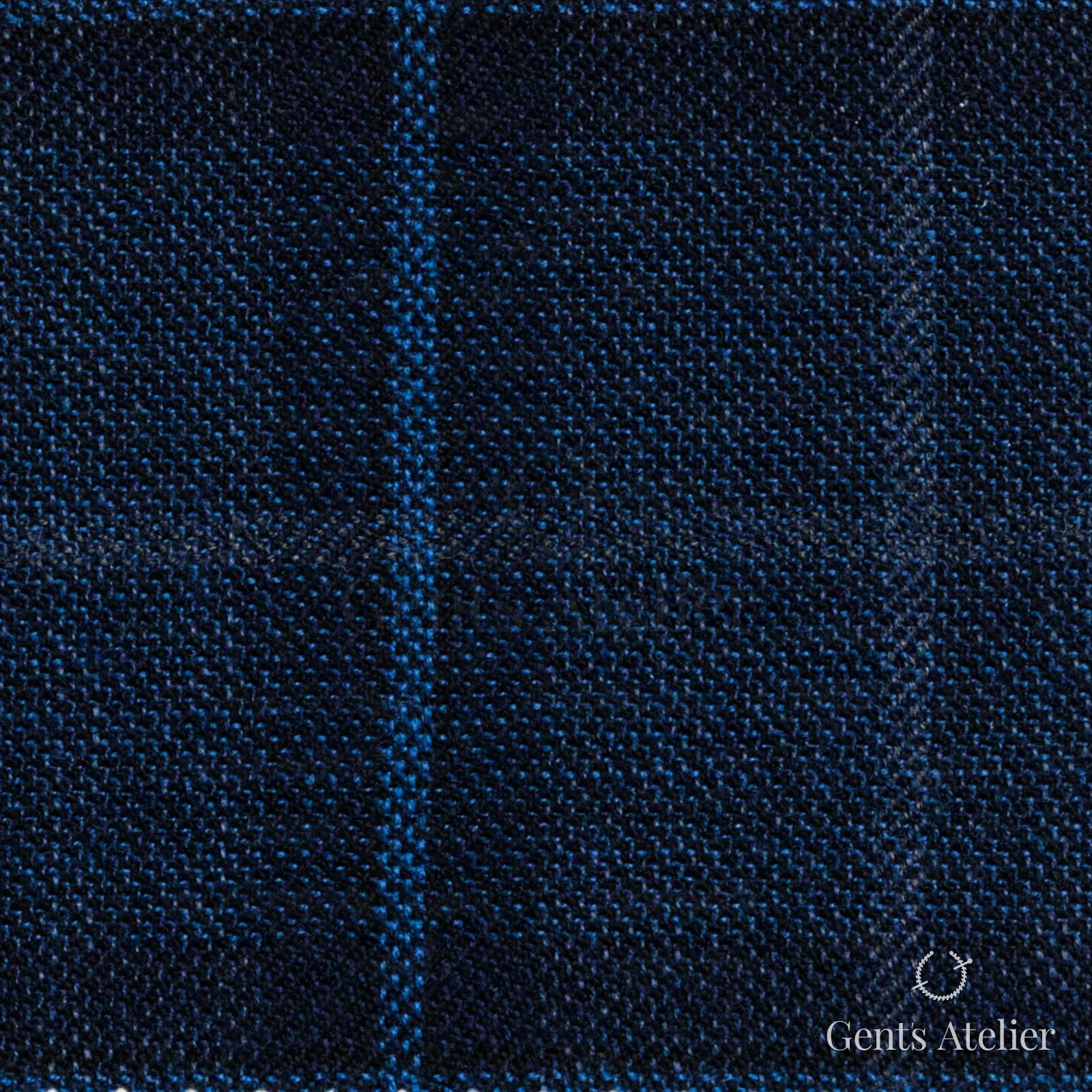 Костюмная ткань Marzoni 651 - 639 / 1200 — Тёмно-синий / Синий, оконная клетка, 100% шерсть