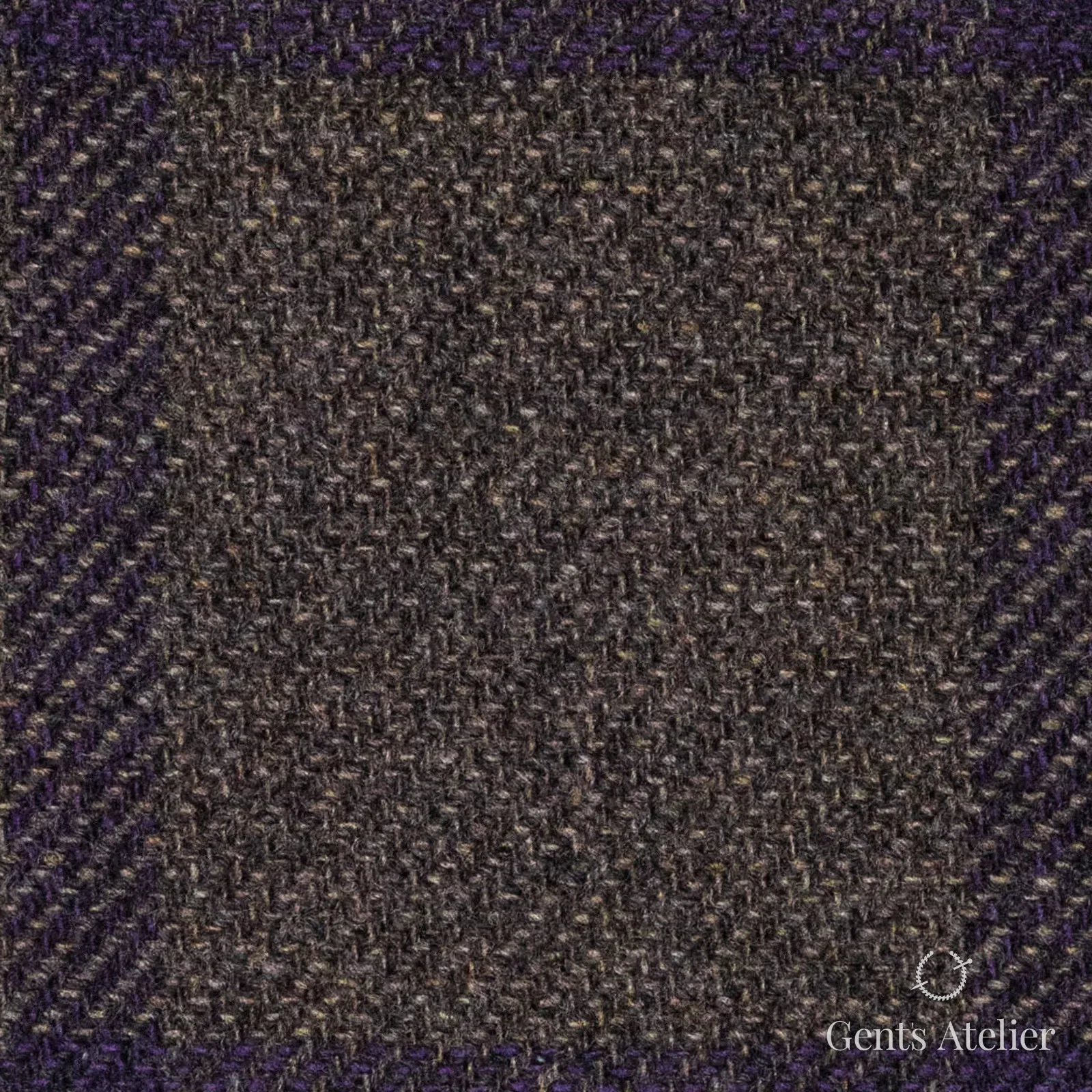 Костюмная ткань Marzoni 651 - 668 / 1200 — Коричневый / Фиолетовый, оконная клетка, 90% шерсть, 10% кашемир
