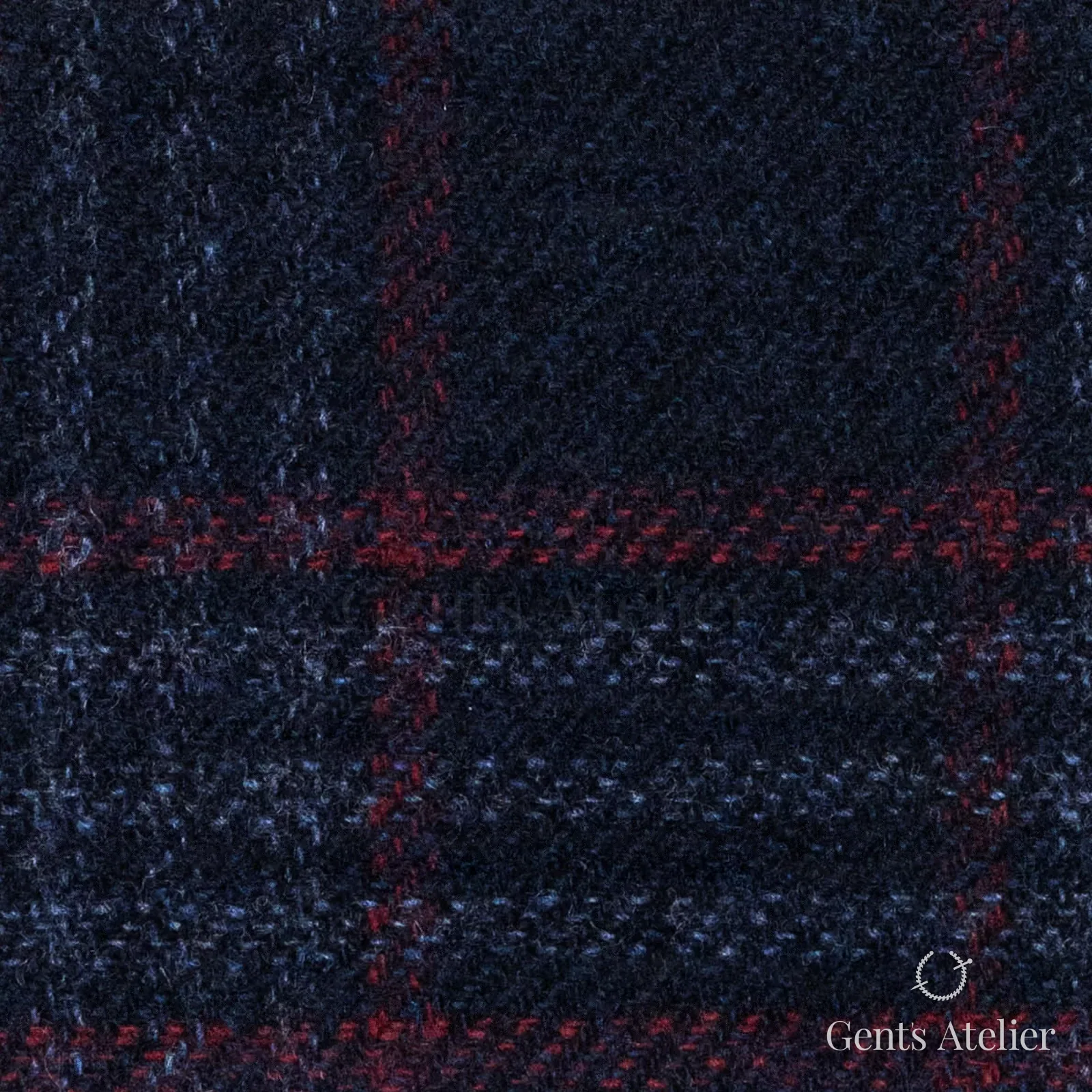 Костюмная ткань Marzoni 651 - 673 / 1200 — Синий / Красный, оконная клетка, 90% шерсть, 10% кашемир