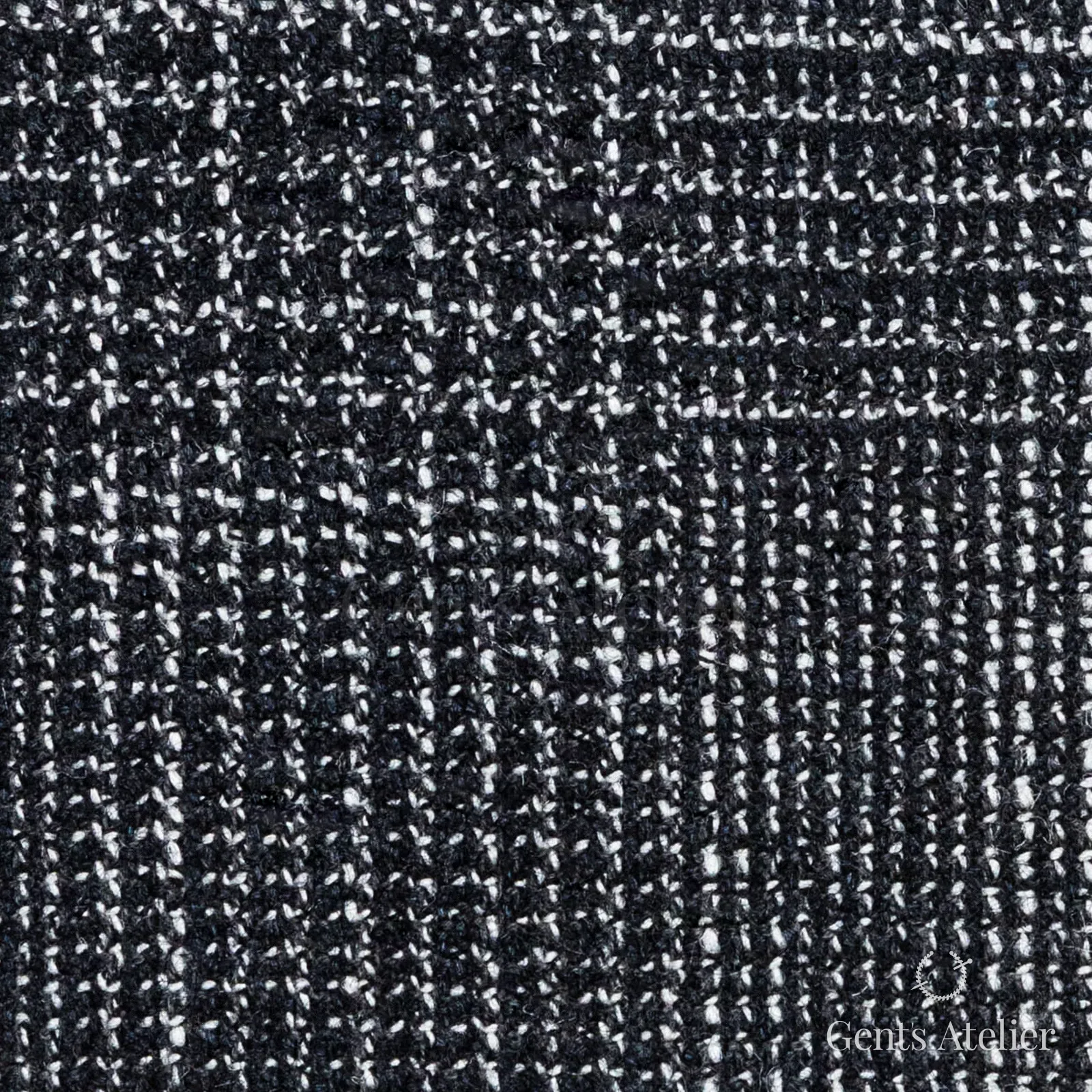 Костюмная ткань Marzoni 722 - 255 / 1300 — Чёрный / Белый, оконная клетка, 88% шерсть, 12% шёлк