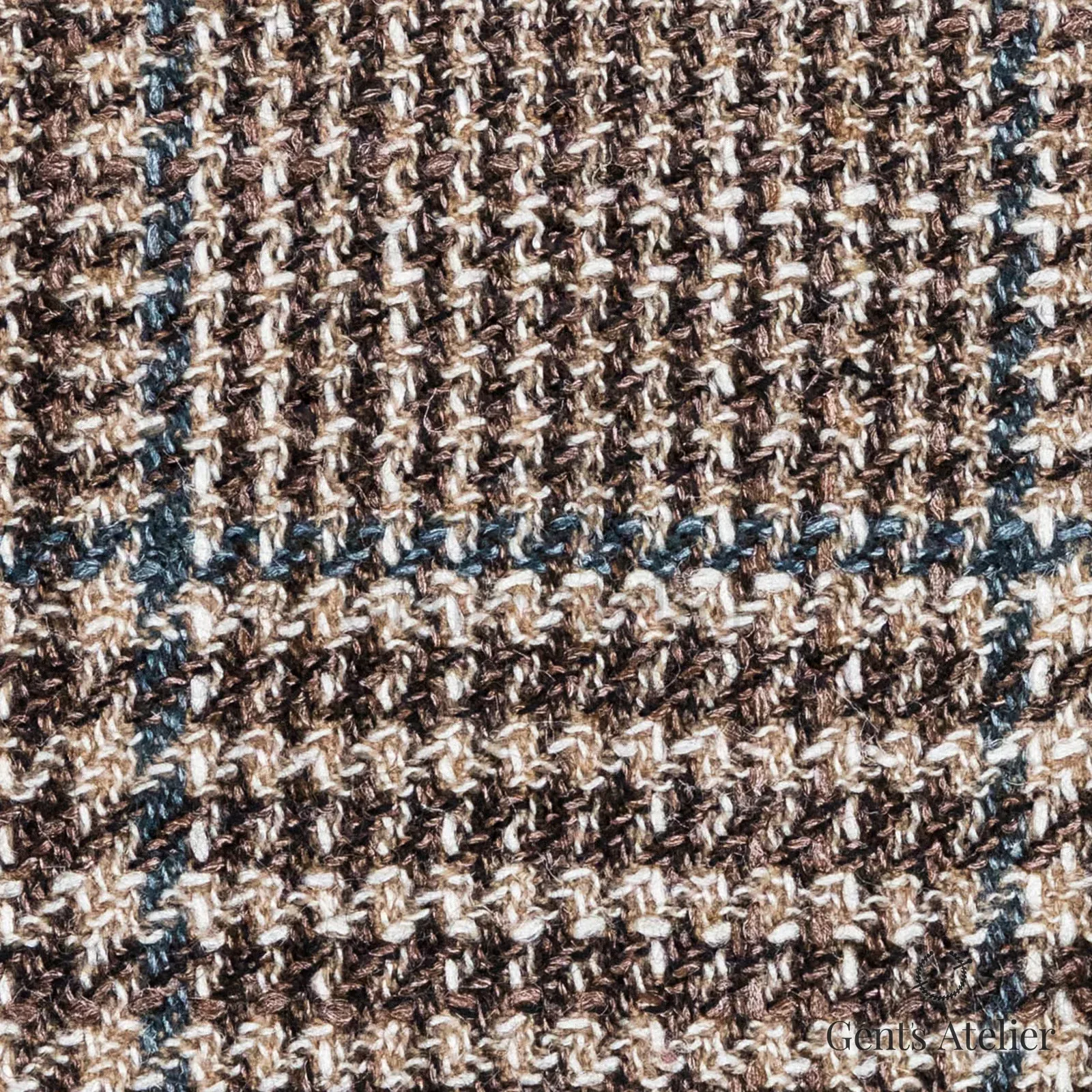 Костюмная ткань Marzoni 722 - 258 / 1300 — Коричневый / Зелёный, клетка, 88% шерсть, 12% шёлк