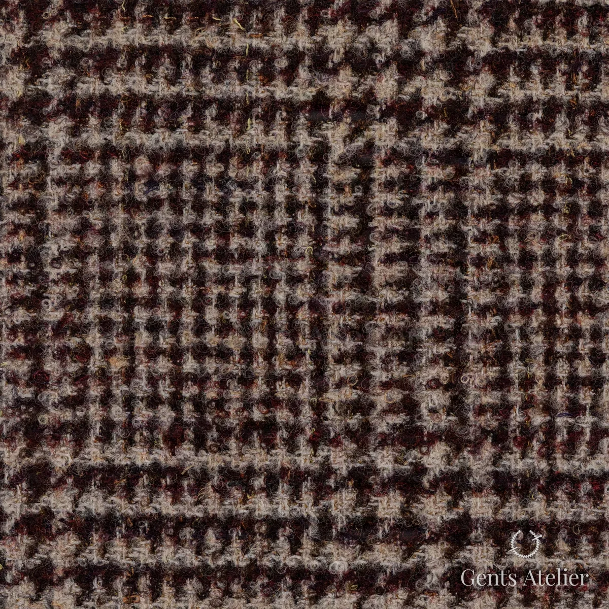 Костюм из RB40 E4066 — бежево-бордовый глен-чек, тёмный шоколад с бордовой нитью, 72% Шерсть, 23% Полиамид, 5% Лён
