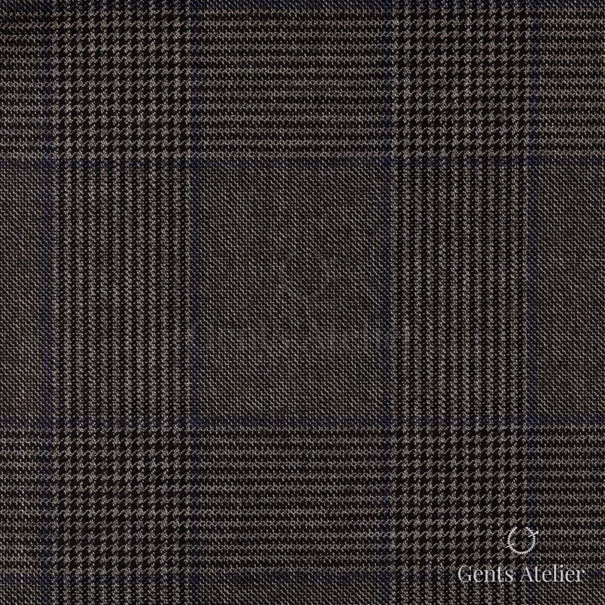 Костюм из Stylbiella 34784 — тёмно-коричневый в бежево-чёрную клетку принц Уэльский с синей нитью, 100%WO