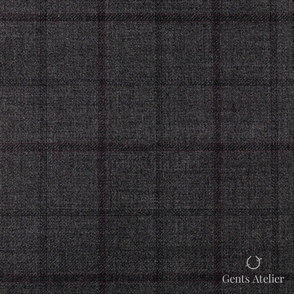 Костюм из Stylbiella 34785 — тёмно-серый в клетку виндоупейн с тонкой бордовой нитью, 100%WO