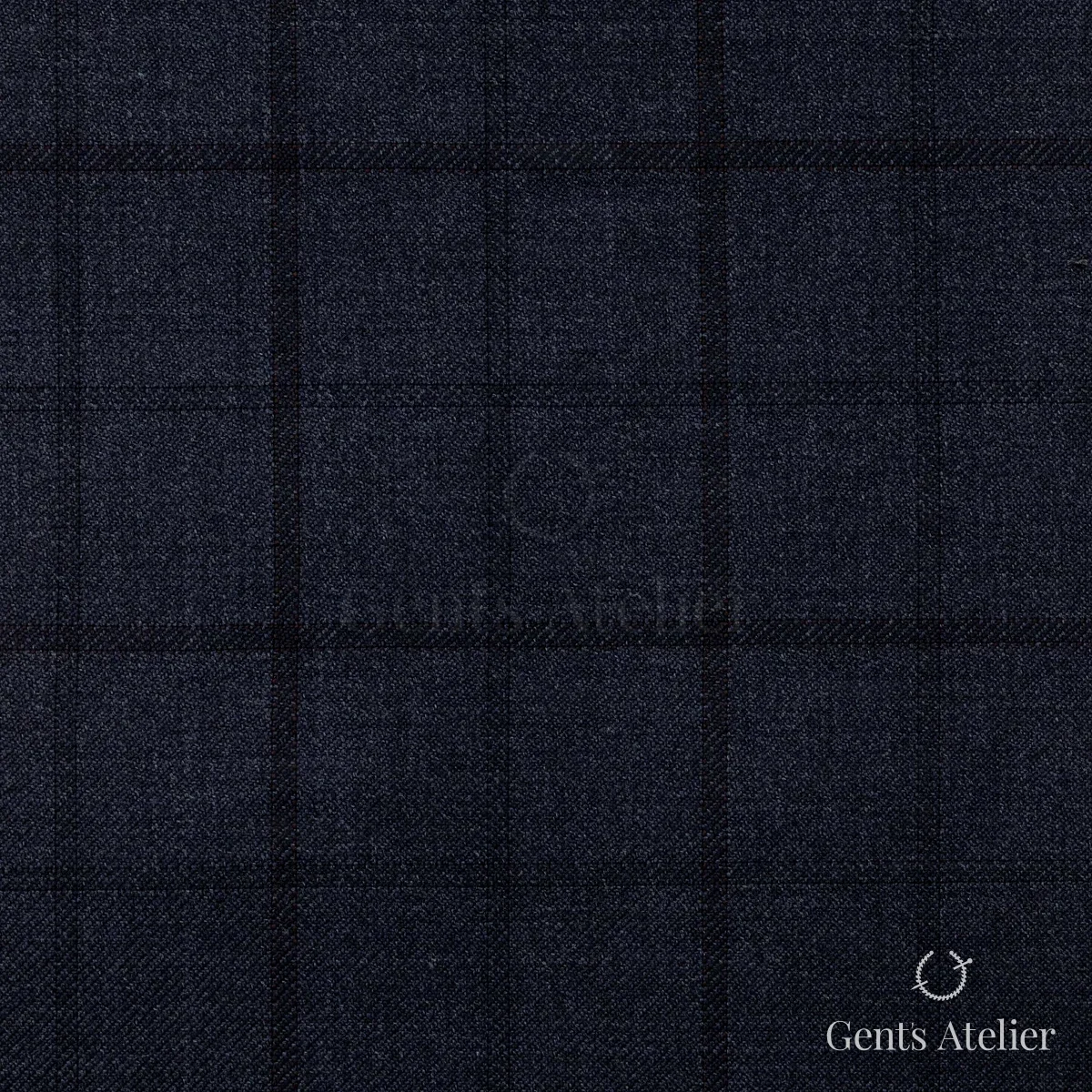 Костюм из Stylbiella 34786 — тёмно-синий в клетку виндоупейн с тонкой бордовой нитью, 100%WO