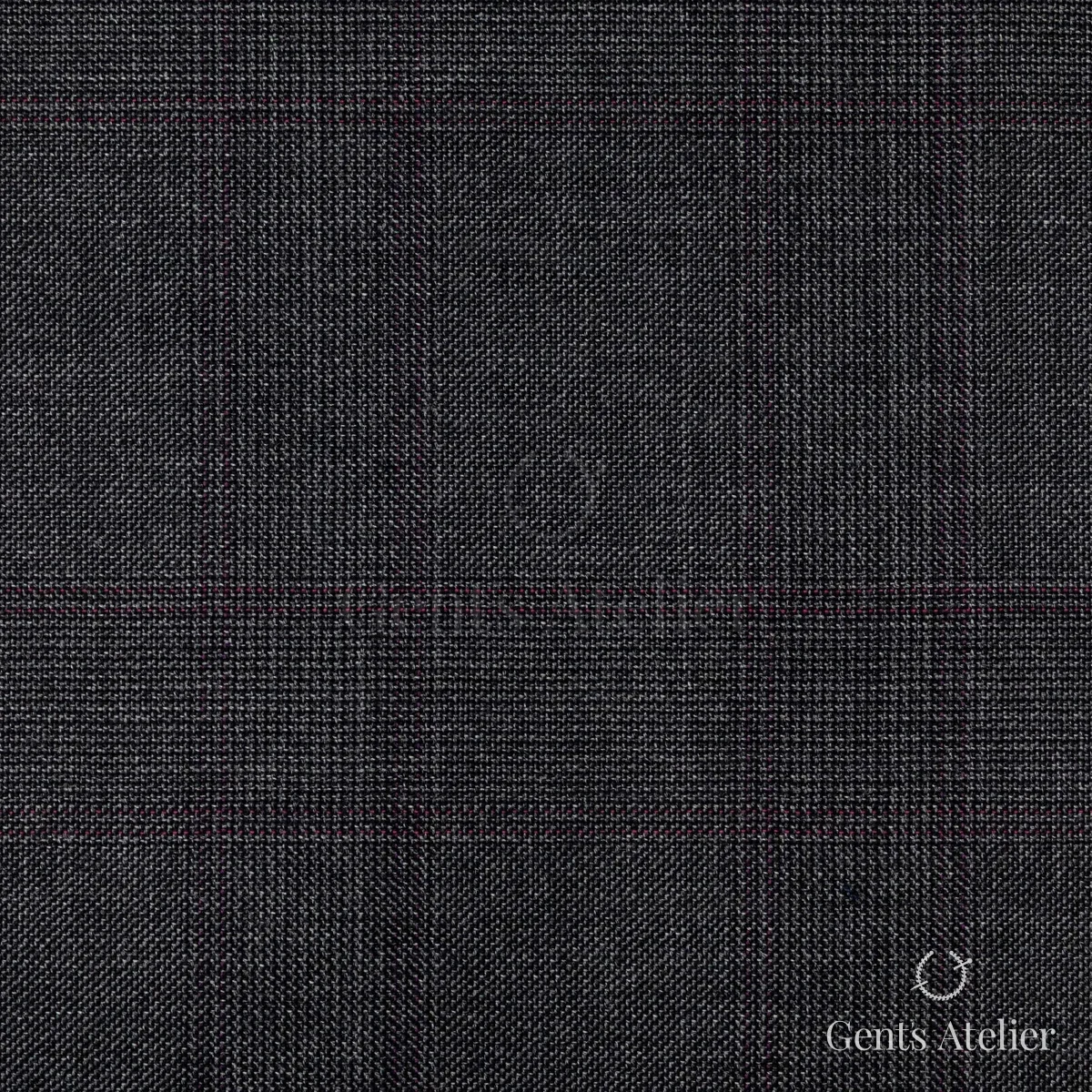Костюм из Stylbiella 34787 — тёмно-серый, почти чёрный, в клетку виндоупейн с розово-бордовой нитью, 100%WO