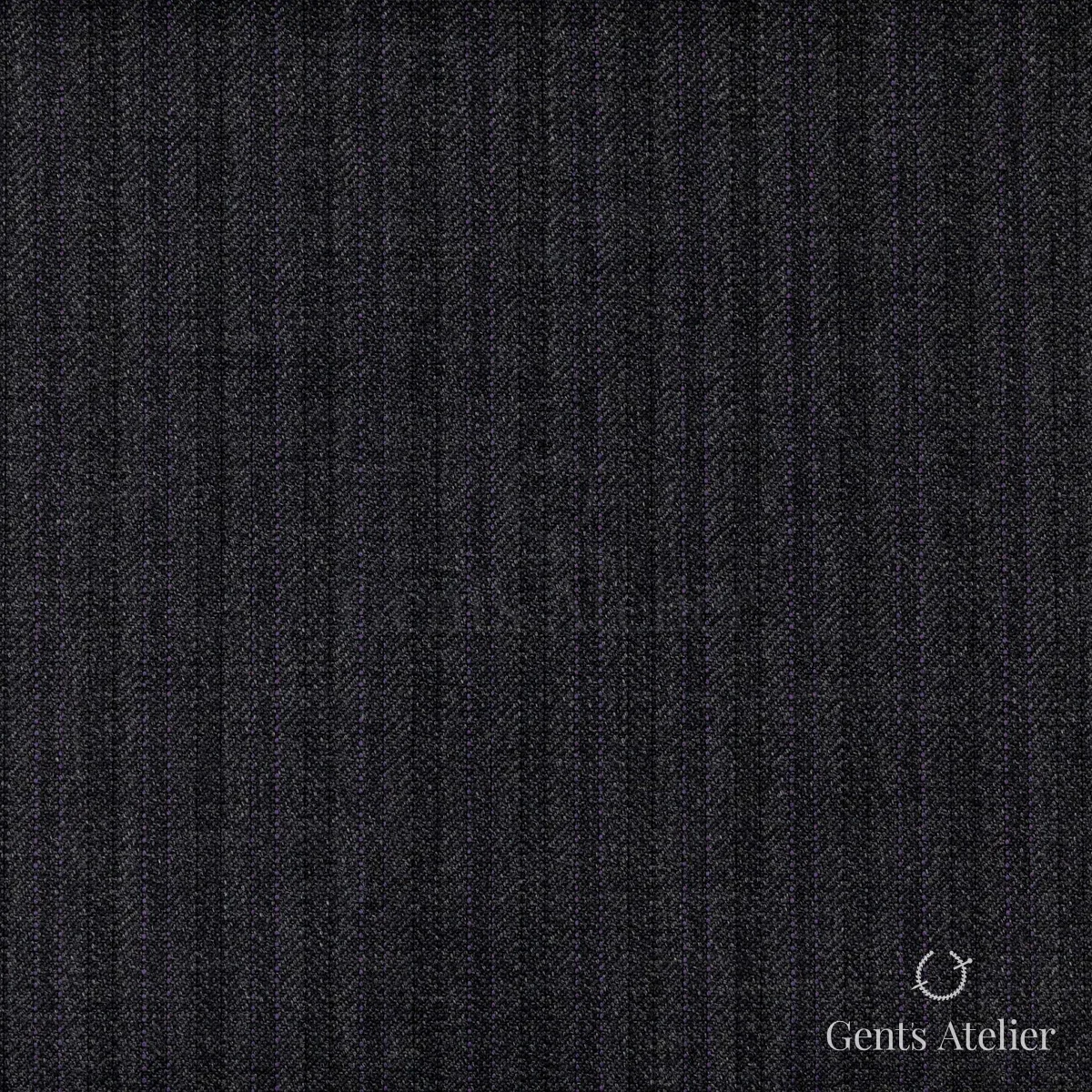Костюм из Stylbiella 34801 — тёмно-серый меланж с тонкой фиолетовой полоской, 100%WO