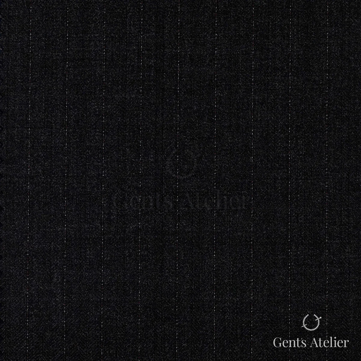 Костюм из Stylbiella 34809 — тёмно-серый, почти чёрный, в тонкую полоску с бордовым просновком, 100%WO