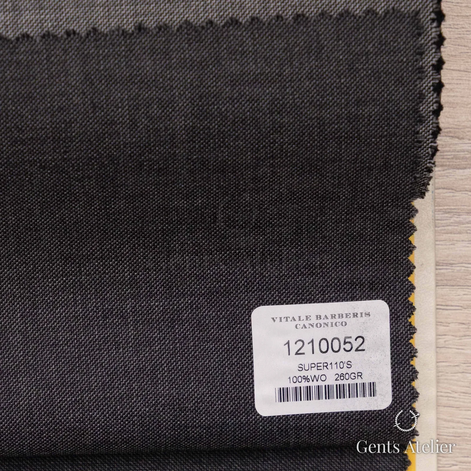 Образец ткани Vitale Barberis Canonico 1210052 с этикеткой, тёмно-серый