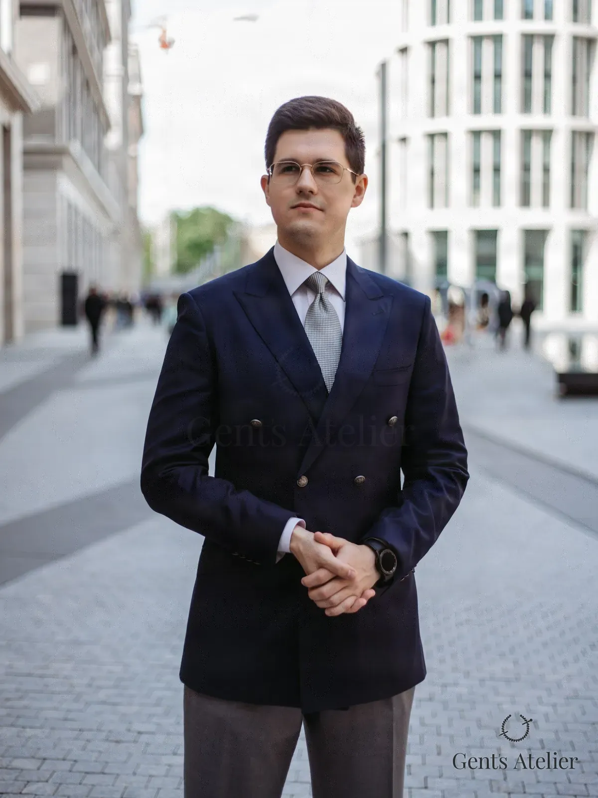 Серый костюм-двойка из шерсти Vitale Barberis Canonico