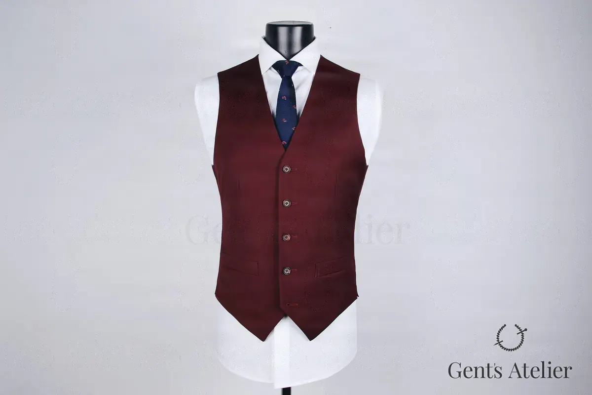 Бордовый жилет, Бордовый, ткань Gent's Selection, Однотонный