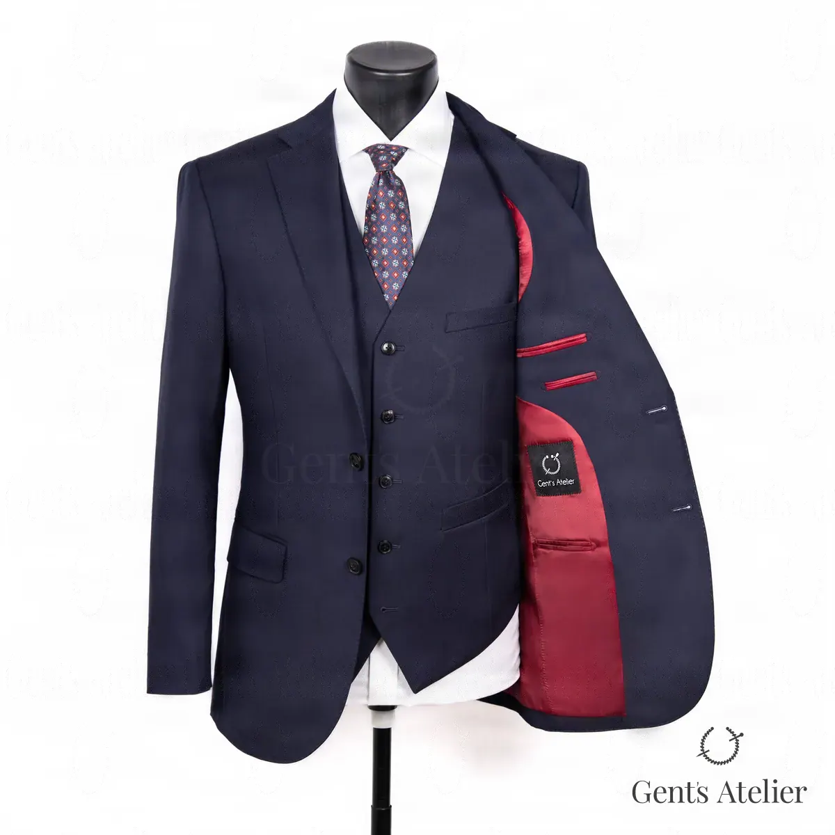 Деловой костюм-тройка из шерсти итальянского производителя Vitale Barberis Canonico, Синий, ткань Vitale Barberis Canonico
