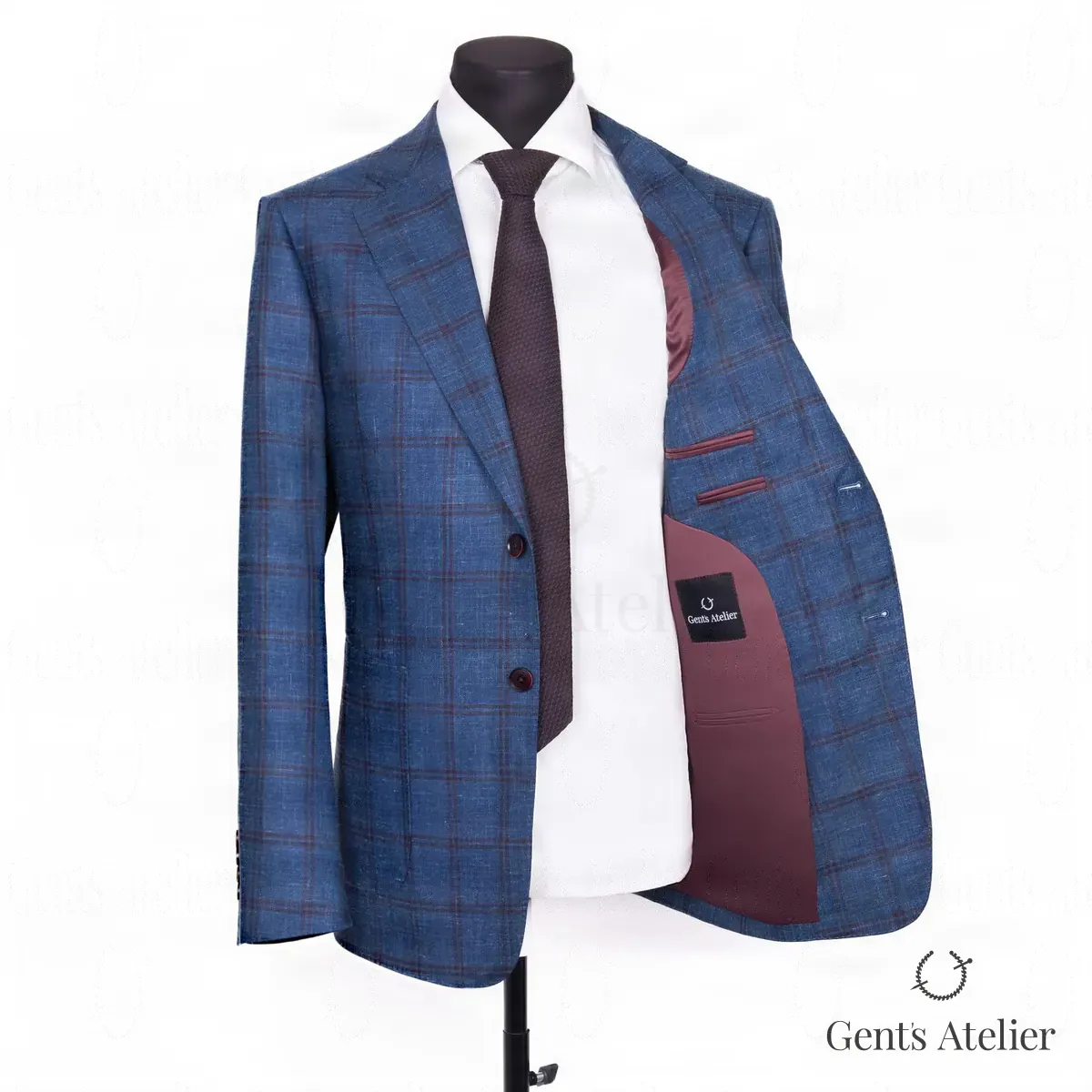 Однобортный пиджак из 100% шерсти Super 160's, Синий, ткань Gent's Selection