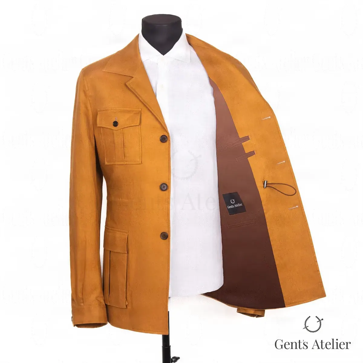 Костюм с пиджаком safari из шерсти Stylbiella, Оранжевый, ткань Stylbiella