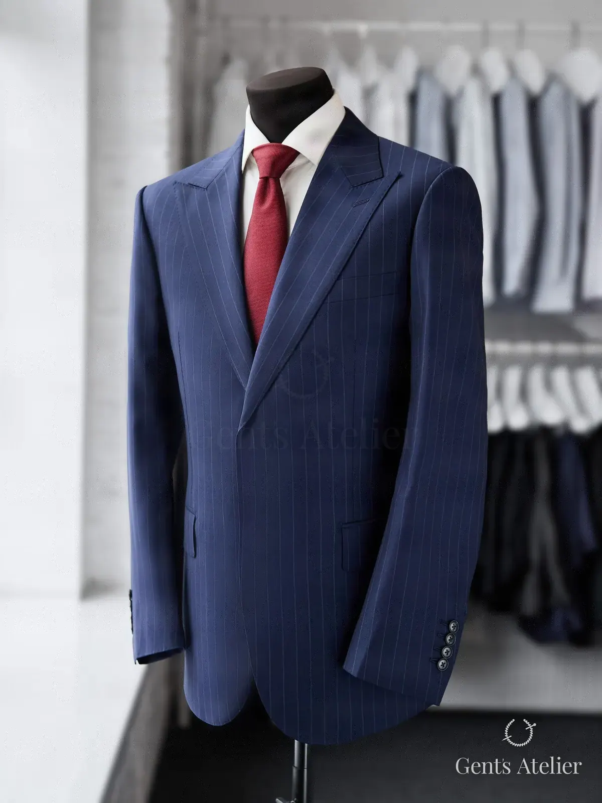 Костюм в полоску из 100% шерсти бренда Vitale Barberis Canonico, Синий, ткань Vitale Barberis Canonico, Шерсть