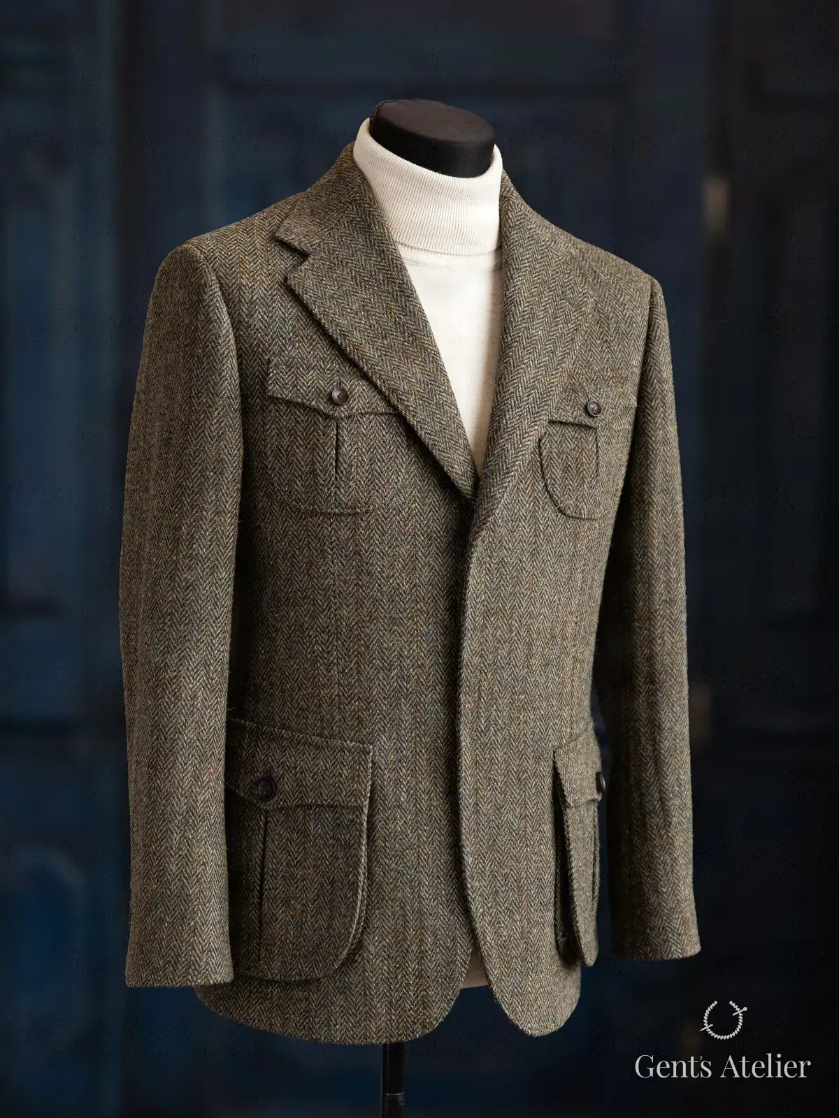 Охотничий пиджак из твида Harris Tweed, Зелёный;Коричневый, ткань Harris Tweed, Твид