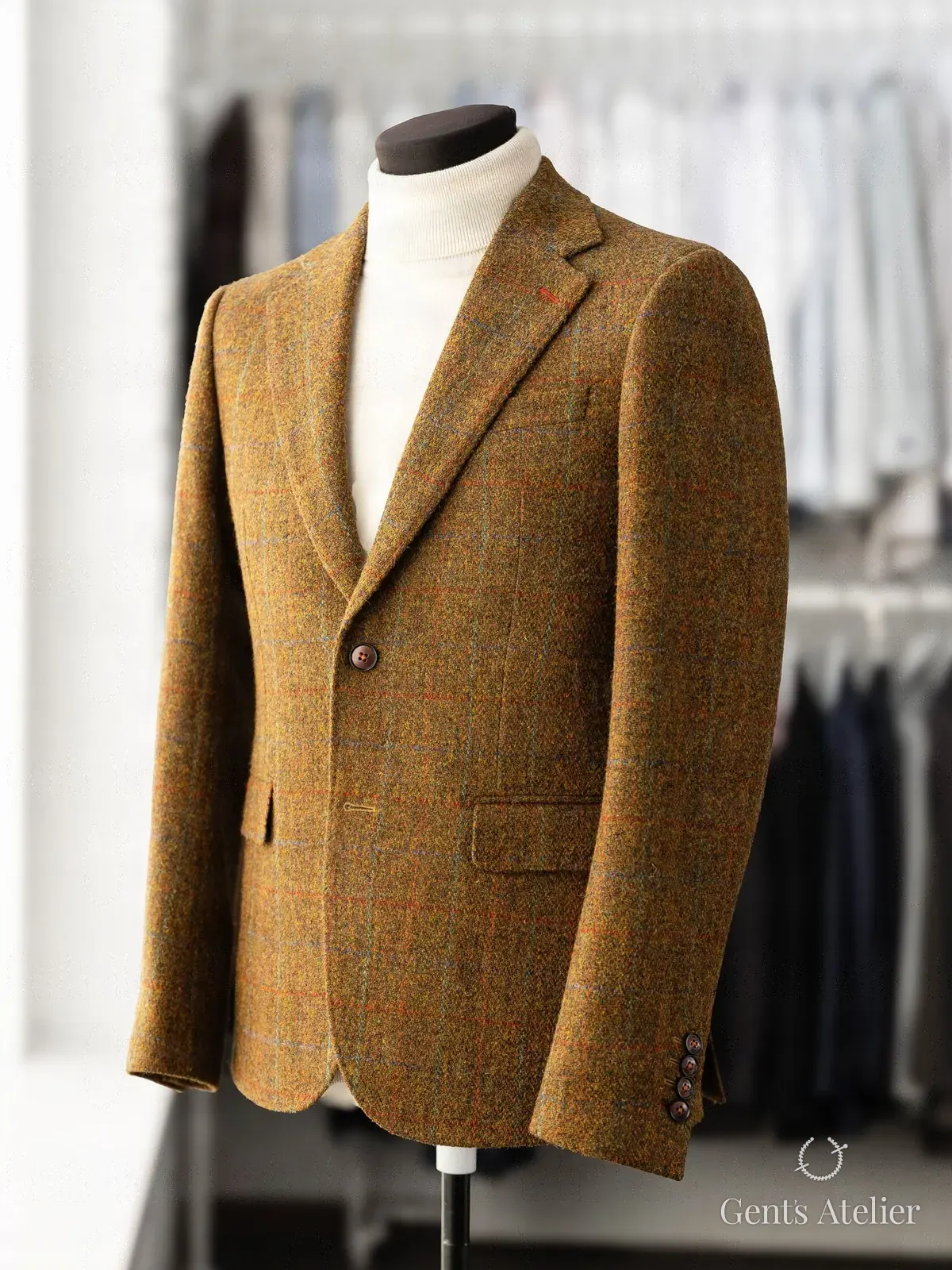 Пиджак из твида Harris Tweed, Оранжевый, ткань Harris Tweed, Твид